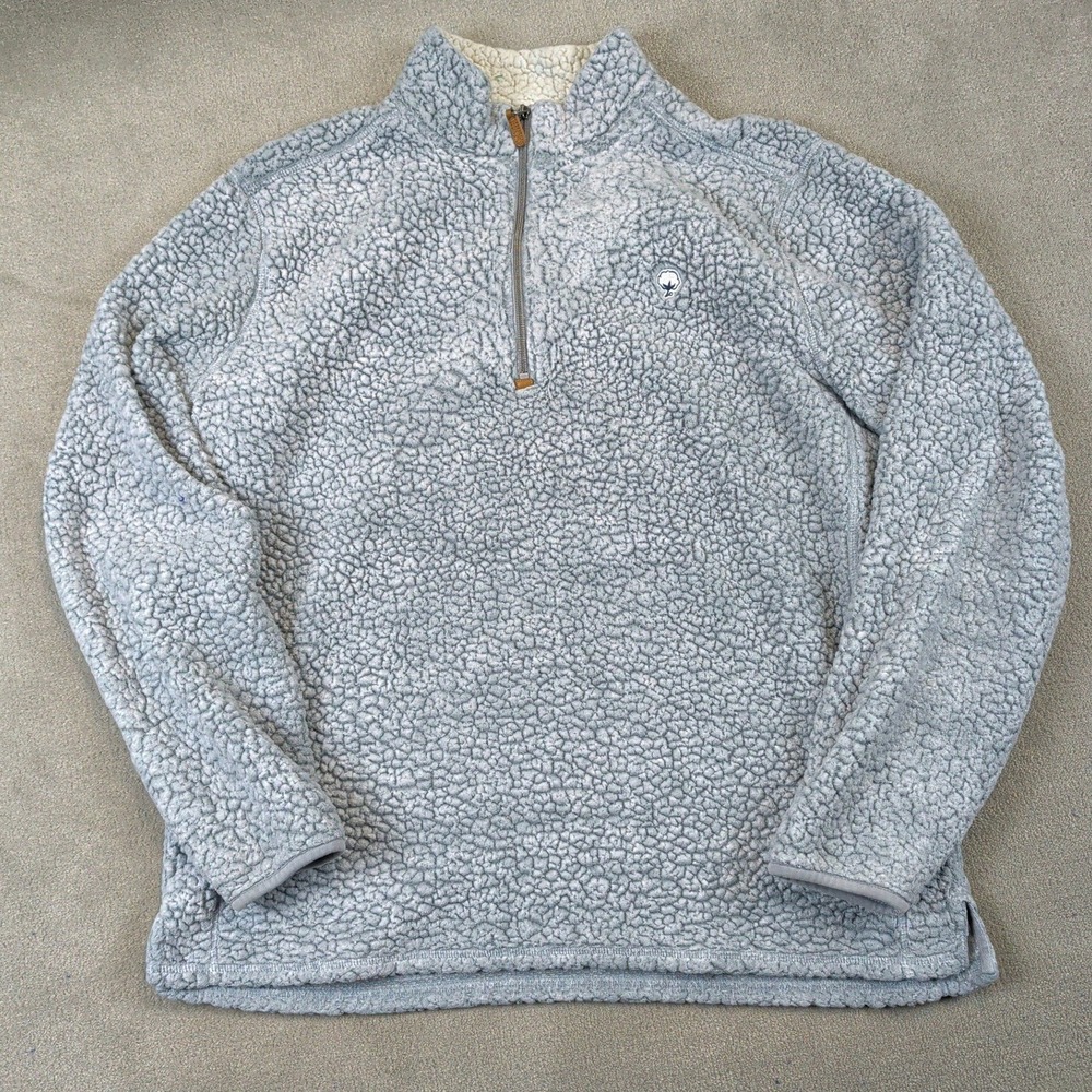 Southern Shirt Sherpa Fleece Pullover Mens XL Blue Gray 1/4 Zip High Pile Jacket